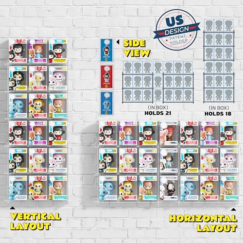 WINKINE Floating Display Shelves Compatible with 21 Funko Pop in Box, Acrylic Shelves for Wall, Clear Figures Display Case for Boxed Characters, Stackable Collectibles Figure Stand, 2 Pack (Clear)