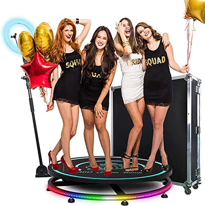MWE 360 Photo Booth Machine for Parties with Flight Case,Logo Customization,Software APP Remote Automatic 360 Spin Camera Video PhotoBooth 100cm for 4-6 People(39.4"+Flight Case)