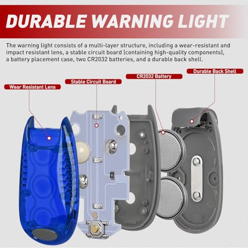Nilight LED Safety Light 4PCS Blue Marine Navigation Bike Tail Lights Three Modes Waterproof Reflective Gear Clip On Flash Strobe Indicator Lamp for Night Boating Fishing Cycling Jogging - color: 3LED Safety Light-Blue