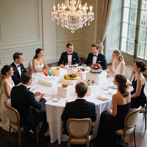 8PCS Buffet Risers，Large Food Risers for Buffet Table, Dessert Table Display Set,Food Stands for Display Party，Collectibles Jewelry Display Stand, Acrylic Cube Boxes big size(12"-11"-10"-9"-8"-7"-6"-5") - color: white-5-12