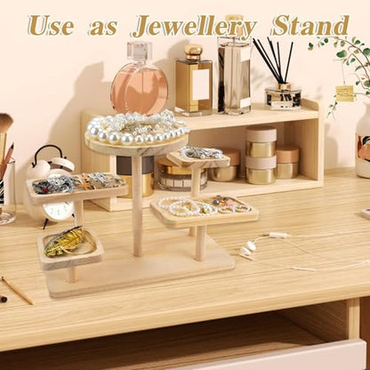 Jewelry Stand, Wooden Tiered Display Rack, Earring Storage Organizer Display Shelves Collectible, Perfume Bracelet Trays for Crafts Sales, Gifts(Brown) (wood) - color: Wood