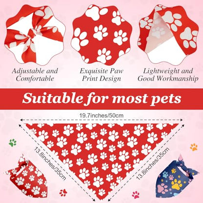 Abbylike 100 Pcs Paw Print Dog Bandanas Bulk Soft Triangle Kerchief Bibs Scarf Set for Pets Dogs Walking Photo Props Pets Shops Adoption Events Party Costume (19.7 x 13.8 x 13.8 Inch) - size: 19.7 x 13.8 x 13.8 Inch, style: Paw Print