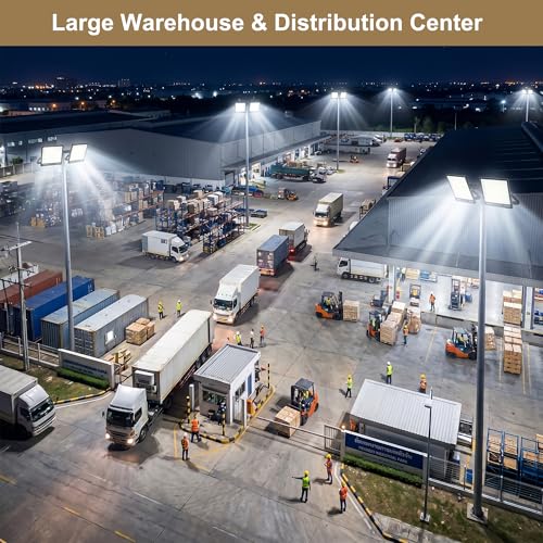 XXBSAZ 500W LED Flood Light 75000LM, Commercial Outdoor Stadium Light, IP66 Waterproof, High Mast Parking Lot Lighting, 5000K Daylight, AC85-277V