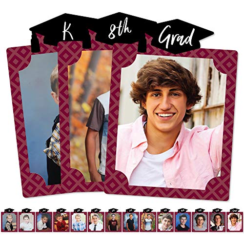 Big Dot of Happiness Maroon Grad K-12 School Photo Display Frame - 8x10 inch Graduation Memory Wall, Professional Photo Holder Set, DIY Graduation Party Decorations, Picture Display Board - color: Maroon Grad - Picturific Display