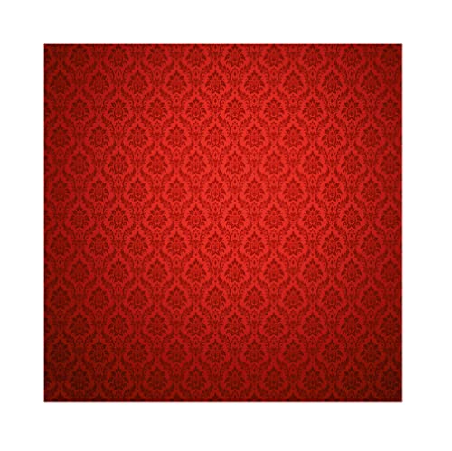 YongFoto 8x8ft Red Damask Floral Texture Pattern Backdrop Vintage Classic Flower Pattern Interior Room Retro Dark Wall Photography Background Girl Kids Adult Artistic Portrait Photo Prop Polyester - size: 8x8ftpolyester