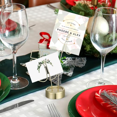 Didiseaon 4 Pcs Monstera Shape Card Holders with Clips Metal Photo Memo Clamp for Desk Home Wedding Party Decoration