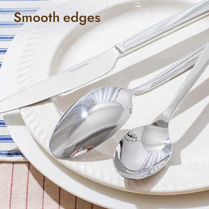 KINGSTONE Silverware Set, 40-Piece Flatware Cutlery Set Premium Stainless Steel, Service for 8, for Kitchen, Home, Wedding, Party, Mirror Polished and Dishwasher Safe - size: 40-piece