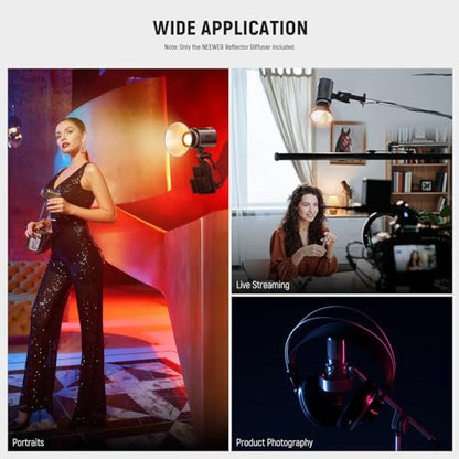 NEEWER Reflector Diffuser for MS60C MS60B MS150B Mini LED Video Light, Lamp Shade Dish for Wider and Even Photography Lighting Control Photo Studio Portrait Video Recording, RD14Mini