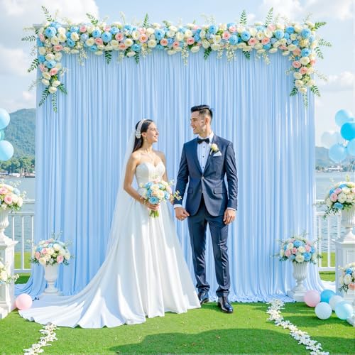 10x10 Baby Blue Backdrop Curtain for Baby Shower Parties Wrinkle Free Light Blue Curtains Backdrop Drapes Fabric Decoration for Birthday Party Photography 5ft x 10ft,2 Panels - color: Blue, size: 10FTx10FT (W5'xH10', 2 Panels)