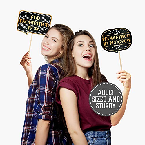 Gatsby Photo Booth Props By PartyGraphix - European Made Great Gatsby Party Supplies - 1920's Party Decorations - Easy to Assemble Selfie Props Roaring 20s Kit Includes 15 Pieces - size: 15 signs