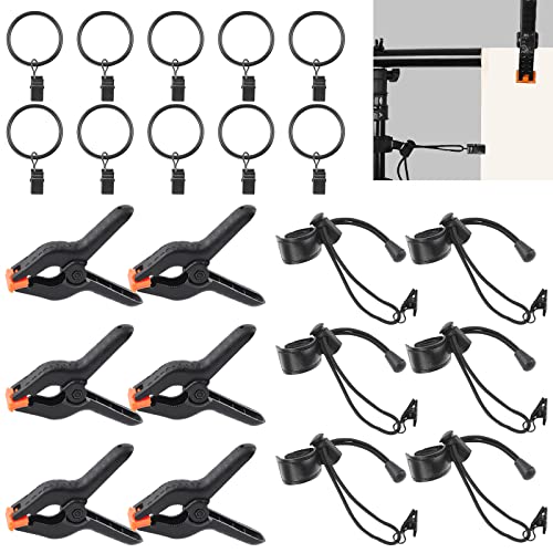 22Pcs Backdrop Kit with Clips, Clamps, Rings & Spring Clamps for Photography & Video Studio - size: Plastic Backdrop Clips Set
