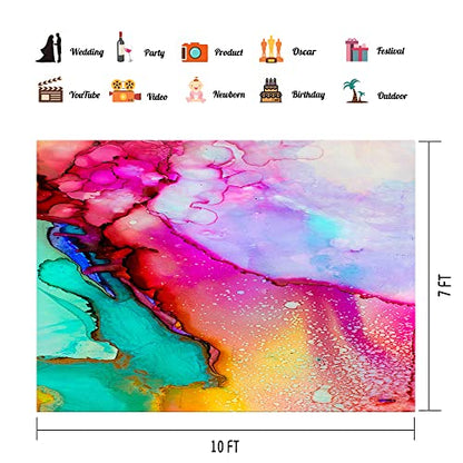 Colorful Watercolor Painting Backdrop Art Paint Photo Backdrop Vinyl 10x7ft Pink Green Purple Marble Texure Photography Backdrop Paint Event Party Backdrop Photo Studio Props BJLSPH1712 - size: 10x7ft