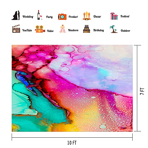 Colorful Watercolor Painting Backdrop Art Paint Photo Backdrop Vinyl 10x7ft Pink Green Purple Marble Texure Photography Backdrop Paint Event Party Backdrop Photo Studio Props BJLSPH1712 - size: 10x7ft