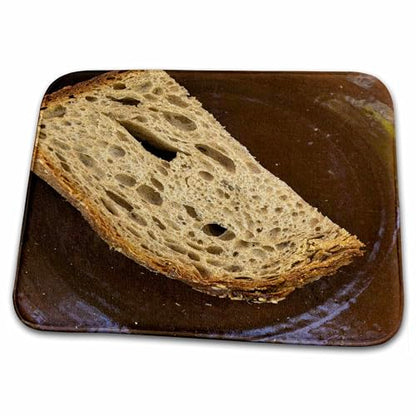 3dRose Bathroom Bath Rug Mat - Slice of Fresh Bread on a Ceramic Plate. Brown Colors, Kitchen, Food Alexis Photography - Food Bread