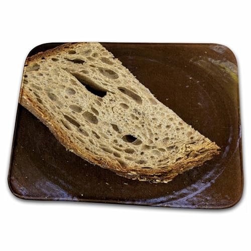 3dRose Bathroom Bath Rug Mat - Slice of Fresh Bread on a Ceramic Plate. Brown Colors, Kitchen, Food Alexis Photography - Food Bread
