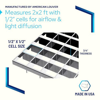 KASTLITE Chrome Egg Crate Fluorescent Light Covers - Custom Size Polystyrene Drop Ceiling Grid Diffuser & HVAC Air Vent Grille - 1/2"x1/2"x3/8" Cell Eggcrate Panels, 1-Pack - Manufactured in USA - color: Chrome - Custom Size
