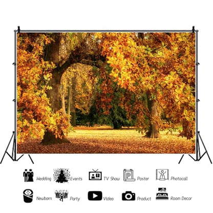 10x8ft Fall Forest Backdrop Fall Leaves Autumn Tree Nature Park Scenery Photography Background Fall Family Wedding Party Outdoor Decorations Supplies Photo Booth Props - size: 10x8ft