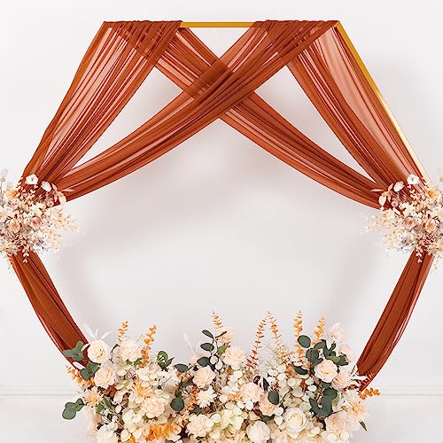 MLMC Terracotta Wedding Arch Draping Fabric 1 Panel 29" x 20 FT Extra Long Gauze Drapes Sheer Backdrop Curtains 6.6 Yards Outdoor Drapery Panels for Wedding Ceremony Party Ceiling Decoration - color: Terracotta