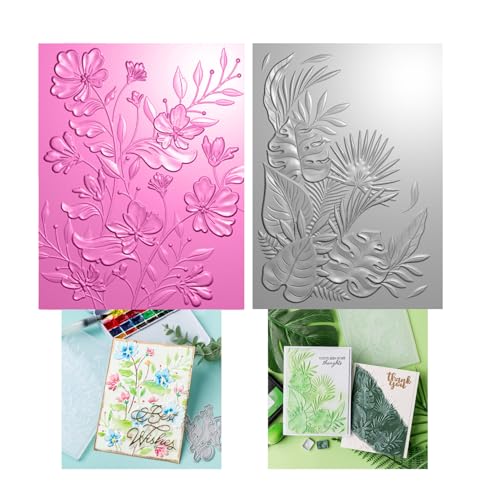 BAOFALI 2PCS 3D Cherry Blossom Rose Maple Leaf Plastic Embossing Folders for DIY Scrapbooking Photo Album Card Paper Craft Decoration for Card Making,Embossing Template Paper Card Embossing Stencil - color: Cherry Blossom Rose