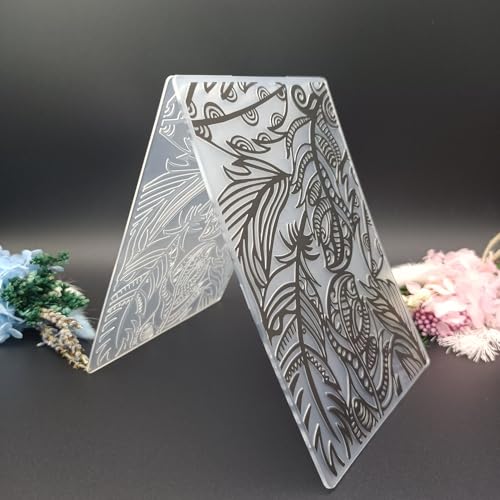 Plant Leaves Feather Textured Impressions Embossing Templates A6 Size 3D Plastic Embossing Folders for Card Making DIY Scrapbooking Photo Album Card and Handmade Paper Craft Decor
