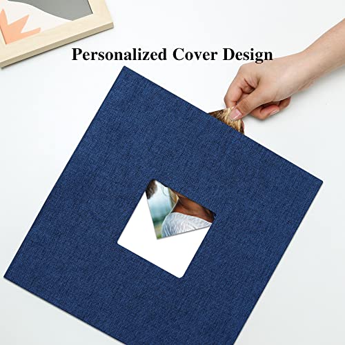 Vienrose Large Photo Album Self Adhesive for 4x6 8x10 Pictures Linen Scrapbook Album DIY 60 Blank Pages with A Metallic Pen - color: Blue, size: 11"x10.6" 60Pages