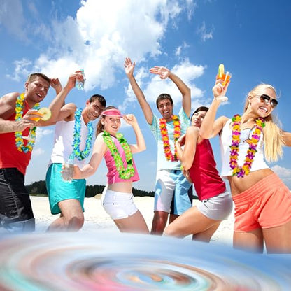 GoodUping 16pcs Hawaiian Leis Party Set with 8 Necklaces and 8 Photo Booth Glasses for Tropical Luau, Summer Beach Birthday, Pool Party Decorations & Favors - size: 16pcs