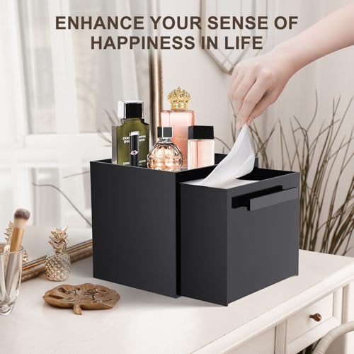 Disposable Face Towel Storage Box Compatible with Clean Skin Club Clean Towel XL Acrylic Cosmetic Organizer Container Box Facial Towels Holder with Drawer Wall-Mounted (Glossy Black) - color: Glossy Black