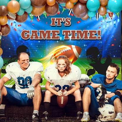 Avezano Football Backdrop It's Game Time Sports Birthday Party Decorations Football Theme Baby Shower Party Background (7x5ft, 83x59inch) - size: 7x5ft, 83x59inch
