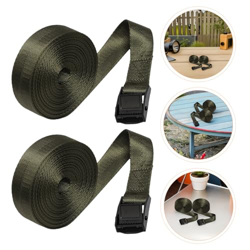 4pcs Outdoor Camera Strap Kit, 2.5cm Width by 2m Length Nylon Webbing Buckle Tie-down Belts for Hunting and Photography, Universal Cargo Lashing and Tool Mounting, Military Green
