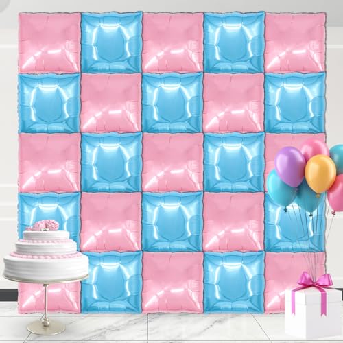 square aluminum foil Balloon Wall Backdrop, 25 pieces Light blue and pink double-sided Balloon Arch Kit, suitable for theme parties, weddings, anniversaries and other celebration decorations - color: Light Blue.pink