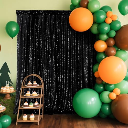 PartyDelight Black 2FT X 8FT Sparkly Sequin Backdrop Curtains 4 Panels, for Wedding, Party, Room Decorations. - color: Black, size: 24"W x 96"L (Pack of 4)