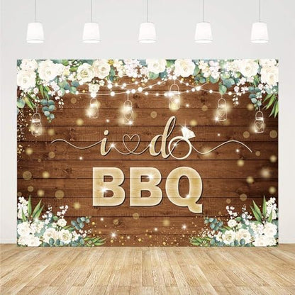 AIBIIN 8x6ft I Do BBQ Backdrop for Adults Men Women Couples Engagement Bridal Shower Boho Wedding Rustic Wooden Photography Background Baby Shower Birthday Party Decorations Banner Photo Booth Props - size: 8x6ft