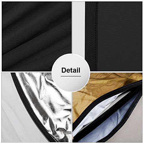 4 in 1 Collapsible Pop Up Backdrop Reflector Panel for Photographys 1.5x2 M/5x6.5feet Chromakey 100% Cotton Muslin Black White Reversible Photo Background Screen with Carry Bag