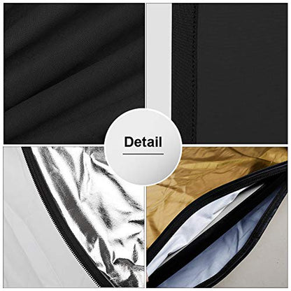 4 in 1 Collapsible Pop Up Backdrop Reflector Panel for Photographys 1.5x2 M/5x6.5feet Chromakey 100% Cotton Muslin Black White Reversible Photo Background Screen with Carry Bag