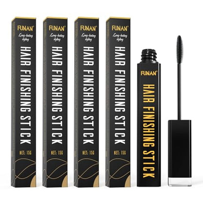 FUNAN Hair Finishing Stick, Flyaway Feel Stick Hair, Small Broken Hairs Finishing Cream, Non-Greasy and Non-Sticky Black（Pack of 4） - size: 0.5 Ounce (Pack of 4)