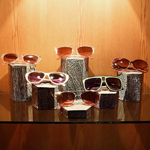MOOCA Wooden 6 Pcs Hexagon Risers for Display Jewelry and Accessories Display Stand, Coffee - color: Coffee, 6 Pieces