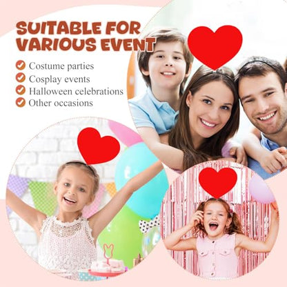 2Pcs Funny red heart headbands Set for Concerts, Halloween, Cosplay & Photo Props - Soft Stretchy Headbands - color: Heart Headband 2