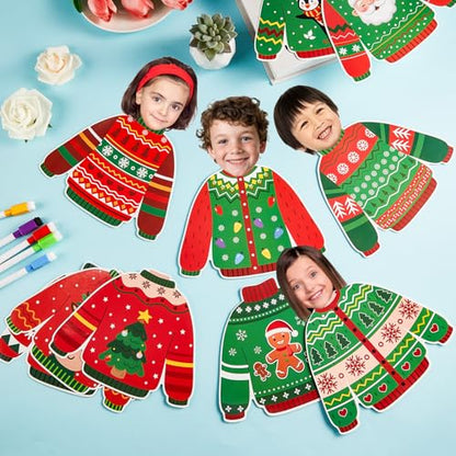 60pcs Christmas Theme Cutouts Ugly Sweater Bulletin Board Decorations Xmas Ugly Sweater Paper Cut-Outs Classroom Decor for Xmas Classroom DIY Craft Photo Wall Door Christmas Winter Party Supplies - style: Ugly Sweater