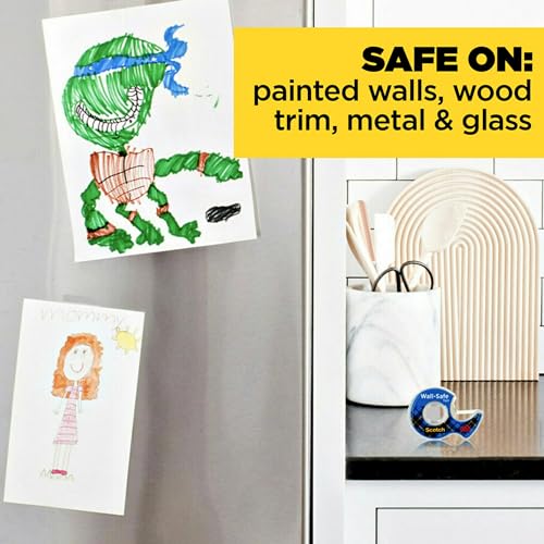 Scotch Wall-Safe Tape, 1 Dispenser Roll, Removable Wall Safe Tape, for Hanging Photos, Art, Décor, 3/4 in x 650 in - size: 1 Roll