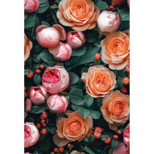 Main Street Peel and Stick Wallpaper Eco-Friendly Sheets 12 Pack, 11 X 16 Inch Fresh Roses Design, Wall Mural for Home Decor, Removable Wall Decor Wallpaper Peel and Stick for DIY Projects - style: Fresh Roses Design