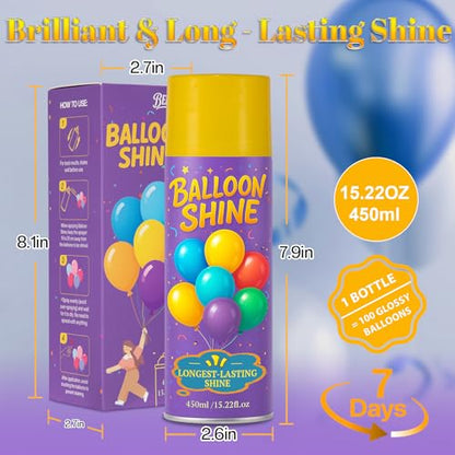 Balloon Shine Spray for Party : 15 oz Balloons Spray Silicone for Mother's Day Halloween Birthday Decorations - Long Lasting Instant High Shine Waterproof for Outdoor Décor