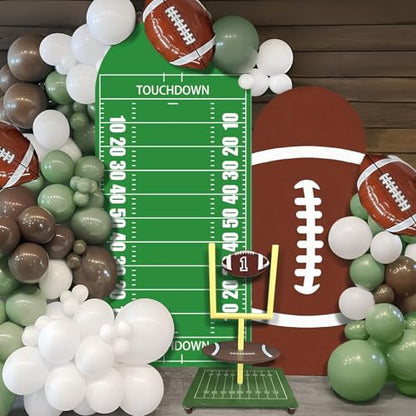 VitalCozy 2 Pcs 7.2ft 6ft Football Field and Football Birthday Party Arch Backdrop Cover Rugby Photography Backdrops Spandex Fitted Arch Stand Covers for Rugby Sport Theme Party Decorations - style: Football