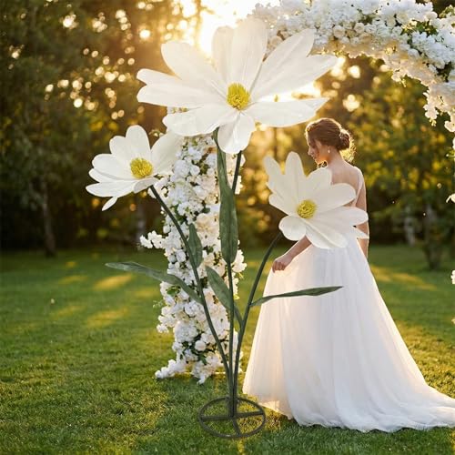 Giant Paper Flowers for Decoration, 5.9 Ft Large Daisy Flowers Artificial, Wedding Decorations for Reception, Halloween Birthday Party Background Garden Home Decor Shop Window Display - color: D-white, size: 1 Base