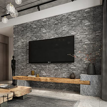 20PCS 3D Wall Panels Peel and Stick Foam 3D Brick Wallpaper Peel and Stick Black Faux Stone Wall Panel Self-Adhesive Wallpaper (20PCS, Black) - color: Black, size: 20PCS