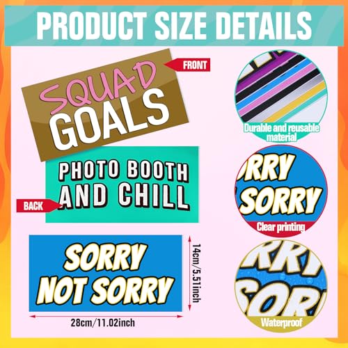 24 Designs Fun Photo Booth Props Fun Photo Booth Sign Decorations Double Sided 11x5.5 Inch Funny Props for Photoshoot DIY Water Proof Selfie Signs PVC Multi Color Printing for Party Supplies - color: Colorful, style: Funny