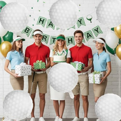 Biapian Golf Balloons Set, 18 Inch Golf Aluminum Foil Balloons, 6 Pcs Large Sports Golf Ball Themed Party Balloon Helium for Boys Men Hole In One Birthday Sport Birthday Party Decorations Supplies - style: Golf