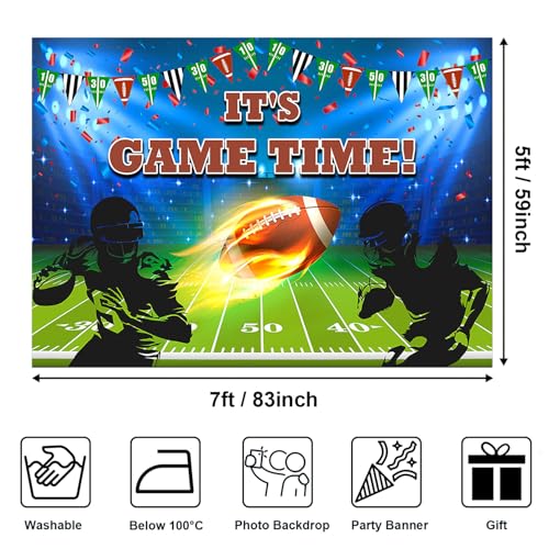 Avezano Football Backdrop It's Game Time Sports Birthday Party Decorations Football Theme Baby Shower Party Background (7x5ft, 83x59inch) - size: 7x5ft, 83x59inch
