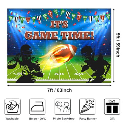 Avezano Football Backdrop It's Game Time Sports Birthday Party Decorations Football Theme Baby Shower Party Background (7x5ft, 83x59inch) - size: 7x5ft, 83x59inch