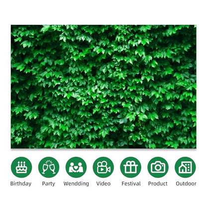 7x5 Ft Green Leaves Photography Backdrops Large Polyester Fabric Green Grass Vertical Texture Backdrop for Thanksgiving Halloween Birthday Party Christmas Decoration Photo Booth Prop Banner