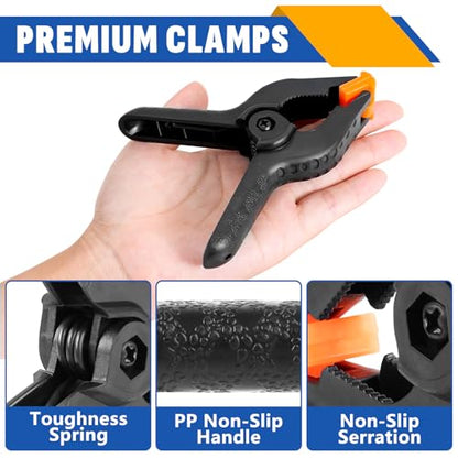 20 Pack 4.5 inch Plastic Spring Clamps, Black Heavy Duty Clips, Backdrop Clips, Woodworking Clamps, Plastic Clamps for Crafts, Backdrop Stand, Woodworking, Photography - size: 4.5in-20P